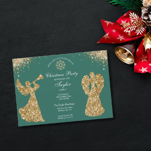 Angel Christmas Tree Family Dinner Party Invitation