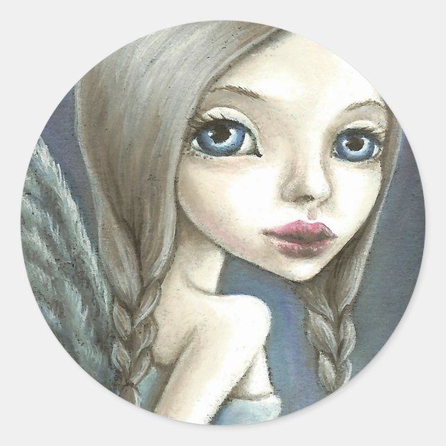 angel classic round sticker (Front)