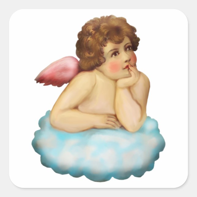 Angel Cloud Cupid Square Sticker (Front)