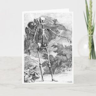 Angel covering a standing skeleton card
