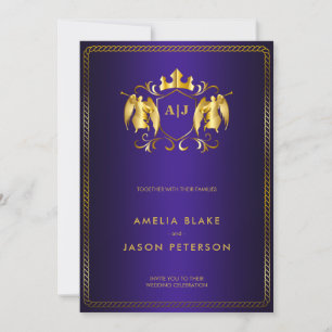 Angel Crest Gold Royal Purple Luxurious Invitation