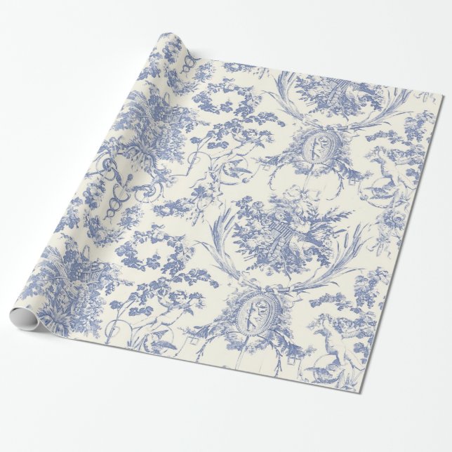 Angel Damask_Vintage Art Wrapping Paper (Unrolled)