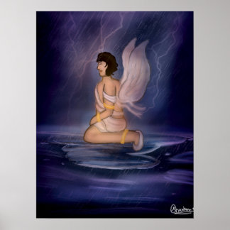 Angel dark blue wall art