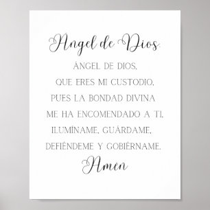 Angel de Dios Spanish Prayer Poster