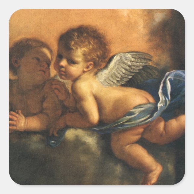 Angel detail, Patron Saints of Modena by Guercino Square Sticker (Front)