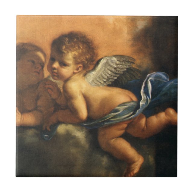 Angel detail, Patron Saints of Modena by Guercino Tile (Front)
