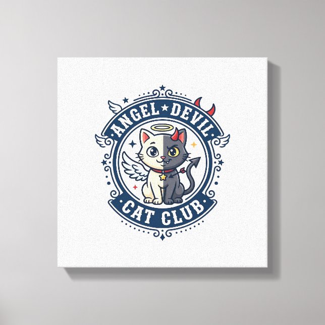 Angel Devil Cat Cat Mum Gift Idea - Angel Devil Ca Canvas Print (Front)