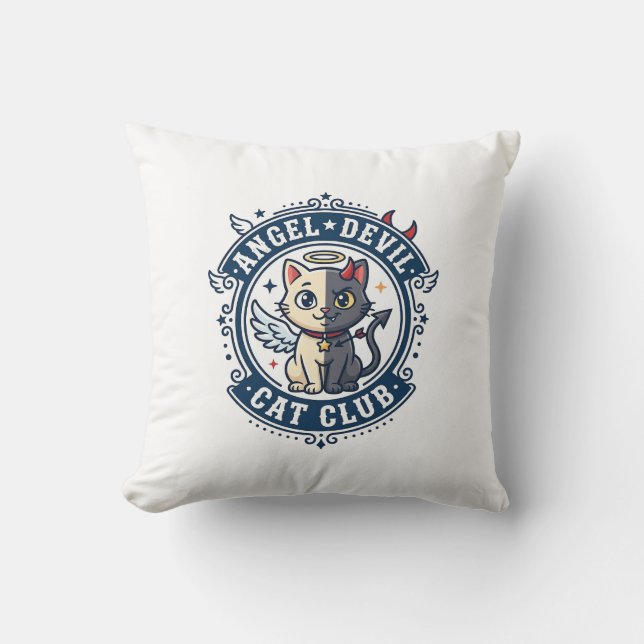 Angel Devil Cat Cat Mum Gift Idea - Angel Devil Ca Cushion (Front)