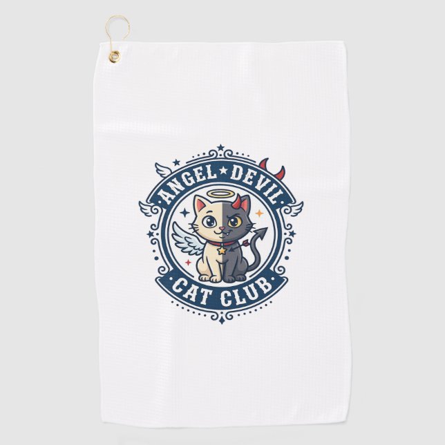 Angel Devil Cat Cat Mum Gift Idea - Angel Devil Ca Golf Towel (Front)