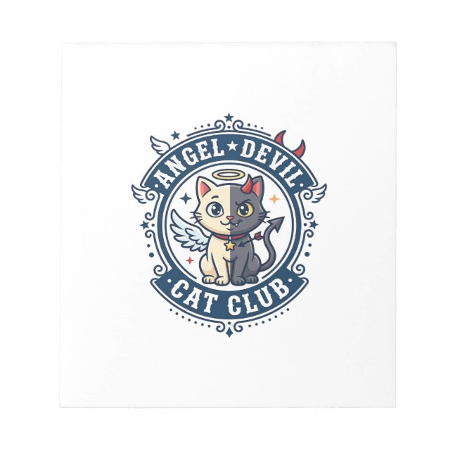 Angel Devil Cat Cat Mum Gift Idea - Angel Devil Ca Notepad (Front)