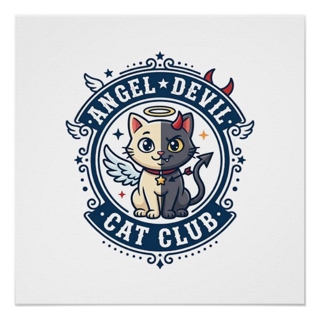 Angel Devil Cat Cat Mum Gift Idea - Angel Devil Ca Poster (Front)