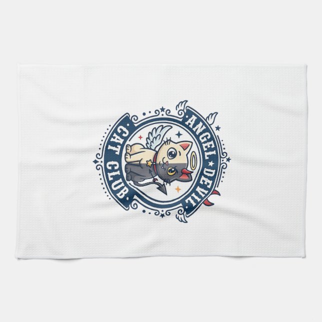 Angel Devil Cat Cat Mum Gift Idea - Angel Devil Ca Tea Towel (Horizontal)