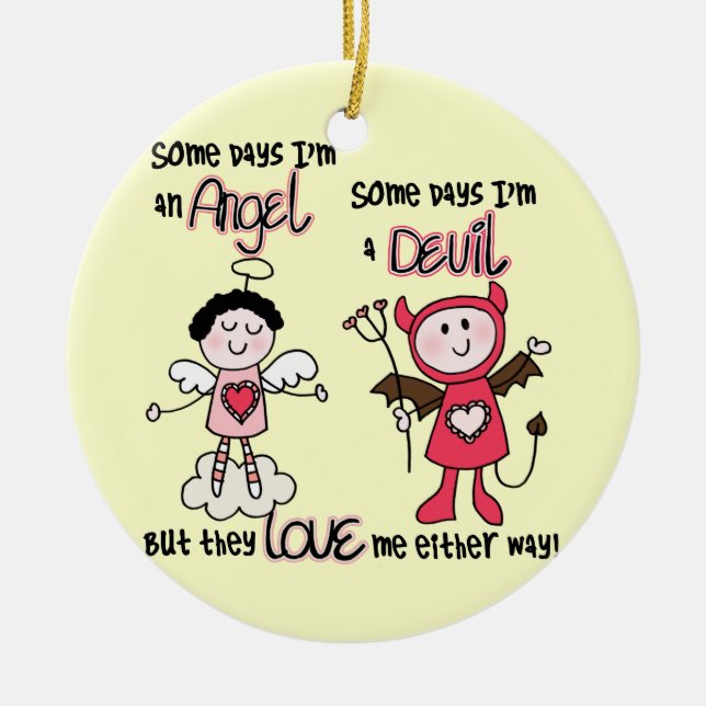 Angel Devil Ceramic Tree Decoration (Front)