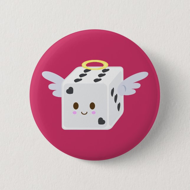 Angel Dice with Hearts 6 Cm Round Badge (Front)