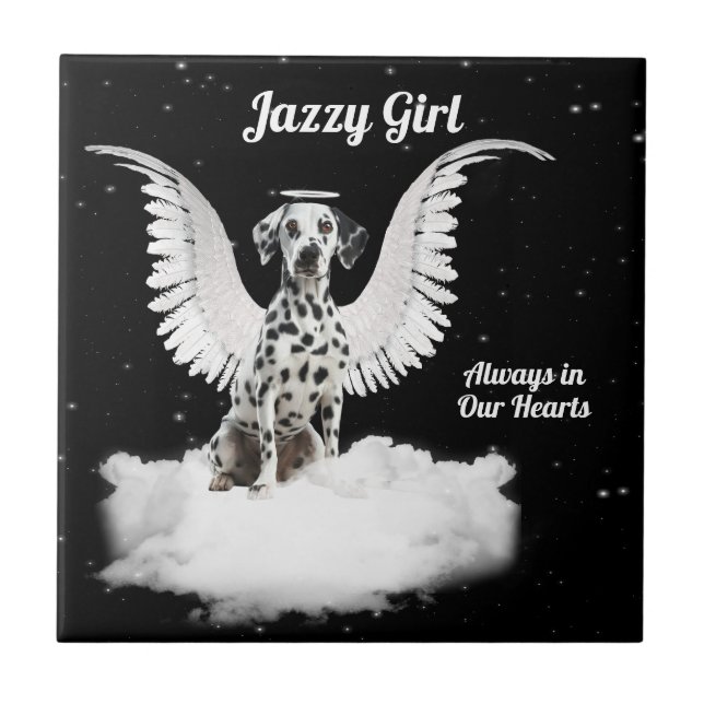 Angel Dog Dalmatian Pet Memorial Tile (Front)