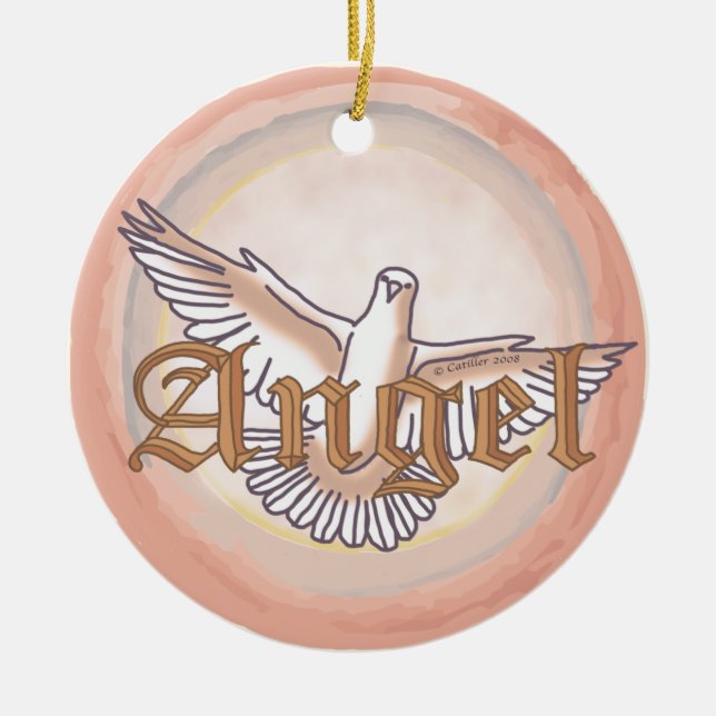 Angel Dove Ceramic Tree Decoration (Front)