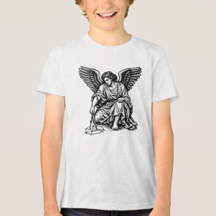 angel drawing geometric figures with compasses Tri-Blend shirt