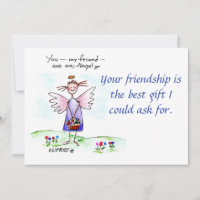 Angel Drawing Purple Blue Green "You My Friend"