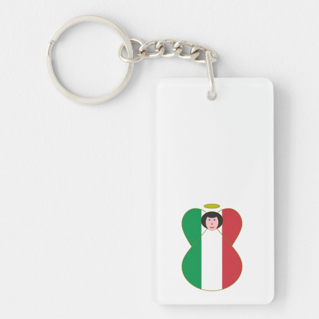 Angel Dressed in Italian Flag Key Ring (Front)