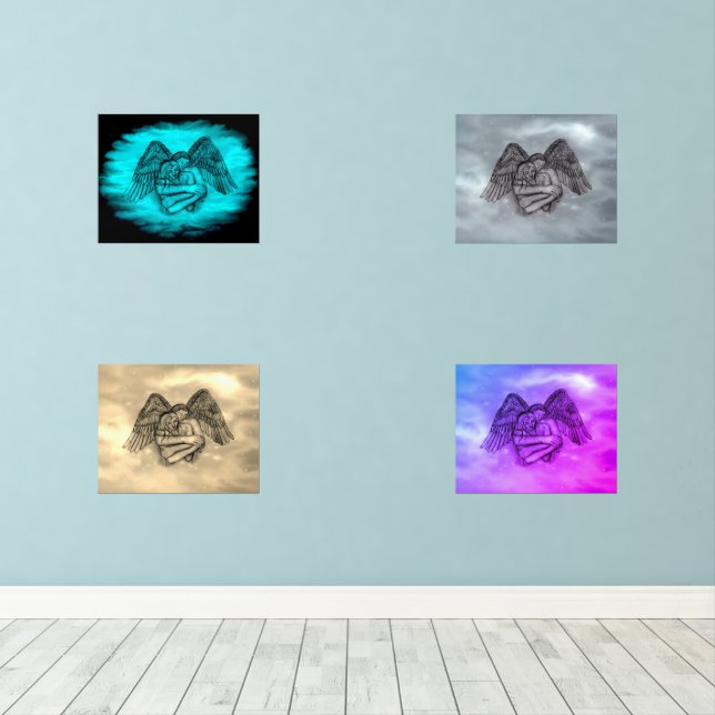 Angel Eros in Love , black and green design (Wood Floor)