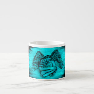 Angel Eros in Love , black and green design Espresso Cup