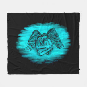 Angel Eros in Love , black and green design Fleece Blanket