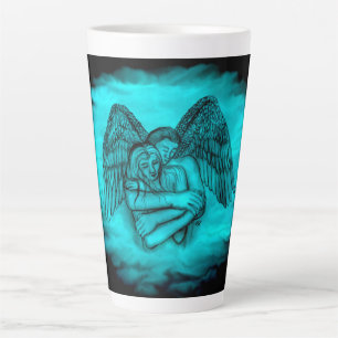 Angel Eros in Love , black and green design Latte Mug