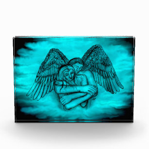 Angel Eros in Love , black and green design Photo Block