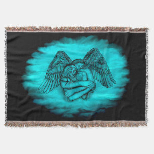 Angel Eros in Love , black and green design Throw Blanket