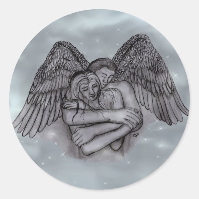 Angel Eros in Love Classic Round Sticker (Front)