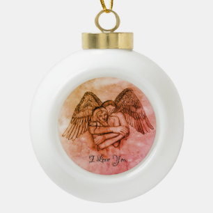 Angel Eros in Love , I Love You Ceramic Ball Christmas Ornament