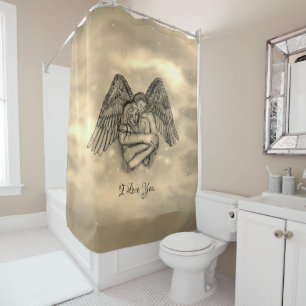 Angel Eros in Love , I Love You Shower Curtain