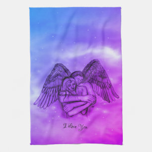 Angel Eros in Love , I Love You Tea Towel