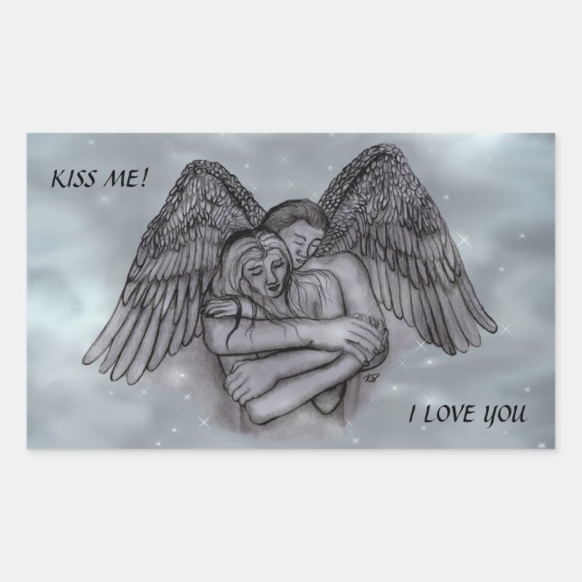 Angel Eros in Love Rectangular Sticker (Front)