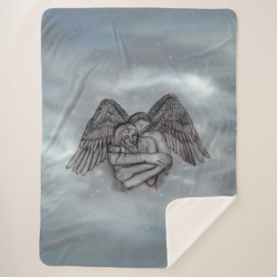 Angel Eros in Love Sherpa Blanket