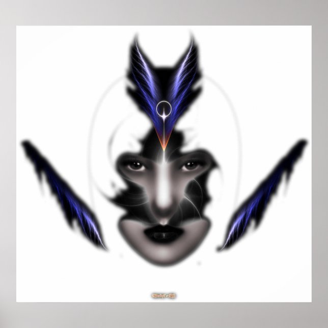 Angel Eyes Wings Of Wind Fractal Art Wall Poster (Front)