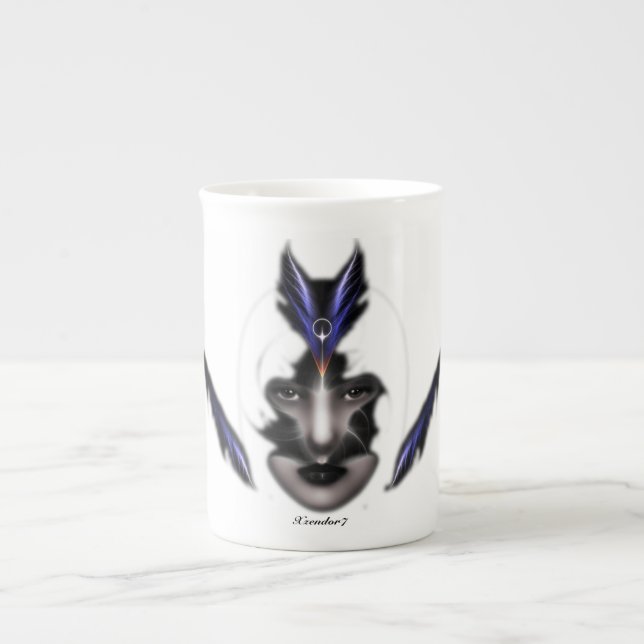 Angel Eyes Wings Of Wind Fractal Bone China Mug (Front)