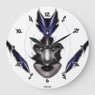 Angel Eyes Wings Of Wind ISO Fractal Art Large Clock