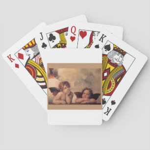 angel faith Raphael vintage old painting blessing Playing Cards