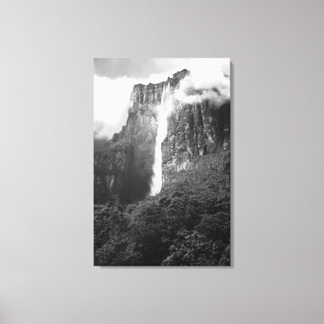Angel Falls in Black & White Canvas Print (Front)
