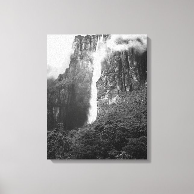 Angel Falls in Black & White Canvas Print (Front)