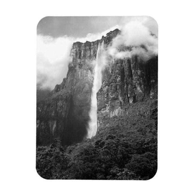 Angel Falls in Black & White Magnet (Vertical)