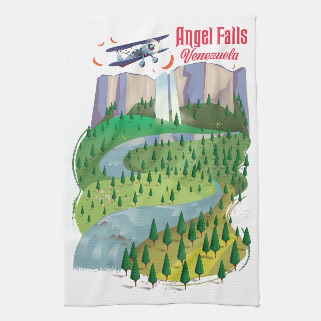 Angel Falls Venezuela Tea Towel (Vertical)