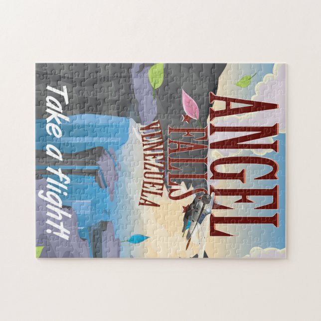 Angel Falls Venezuela vacation poster. Jigsaw Puzzle (Horizontal)