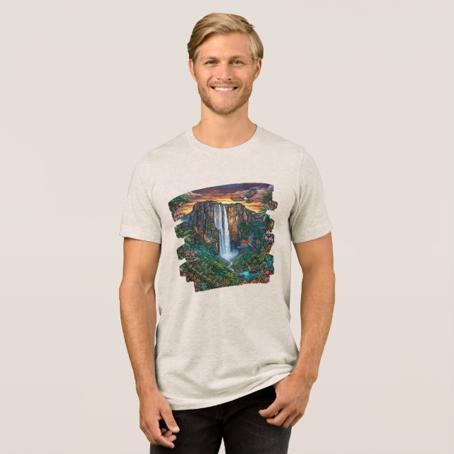 Angel Falls World's Tallest Waterfall Wonder Tri-Blend Shirt (Front Full)