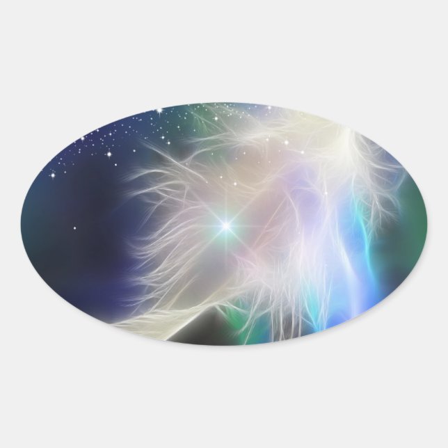 Angel Feather and Stars Oval Sticker (Front)