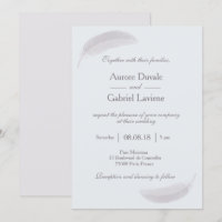 Angel feather baby blue white grey elegant wedding