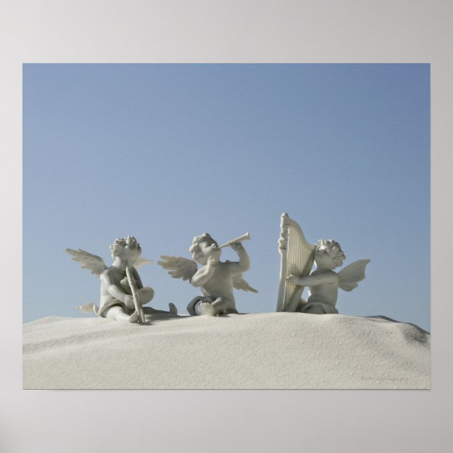 Angel figurines with musical instruments on poster (Front)