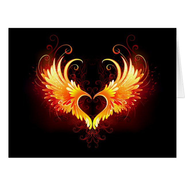 Angel Fire Heart with Wings (Front Horizontal)