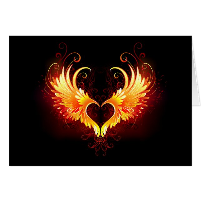 Angel Fire Heart with Wings (Front Horizontal)